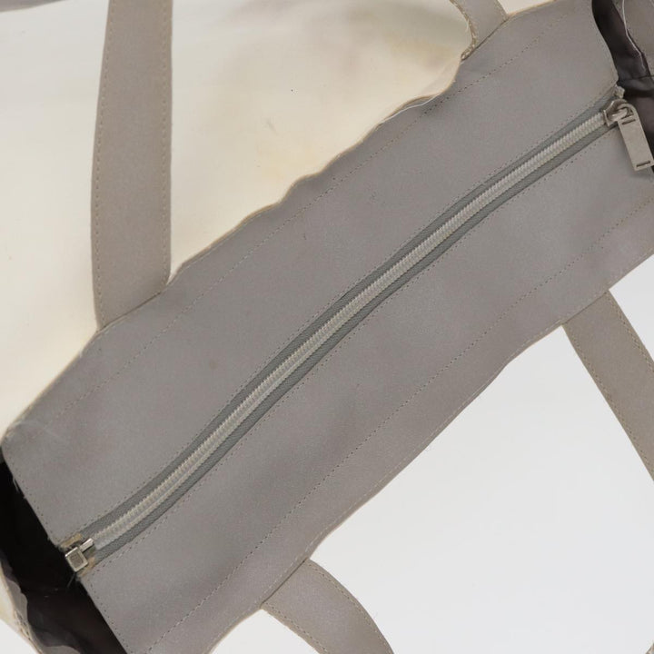 Chanel Tote Bag Nylon 2way White Silver CC Auth bs17286