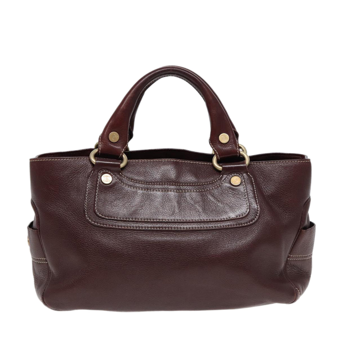 Celine Boogie bag Hand Bag Leather Brown Gold Auth bs17292