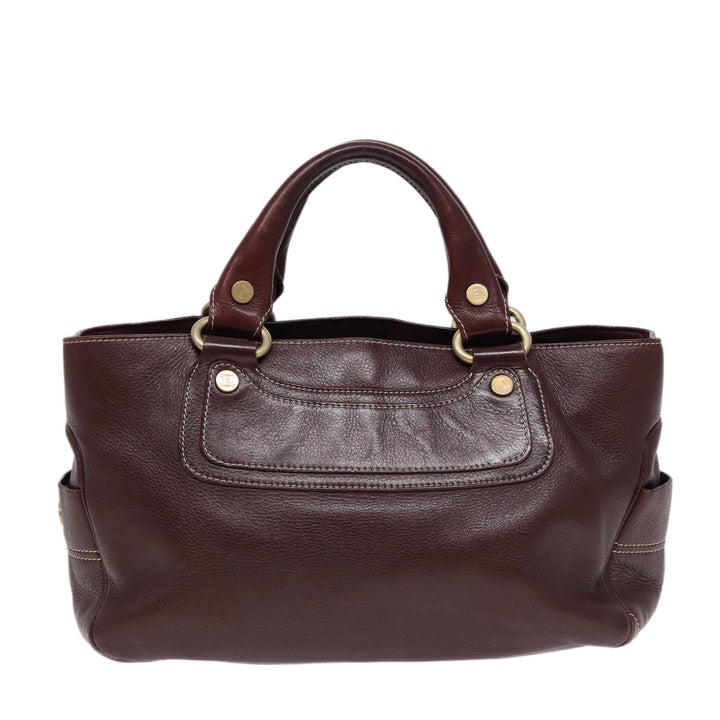 Celine Boogie bag Hand Bag Leather Brown Gold Auth bs17292