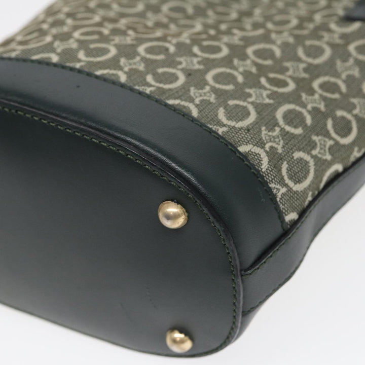 Celine C Macadam Canvas Hand Bag Green Gold Auth bs17293
