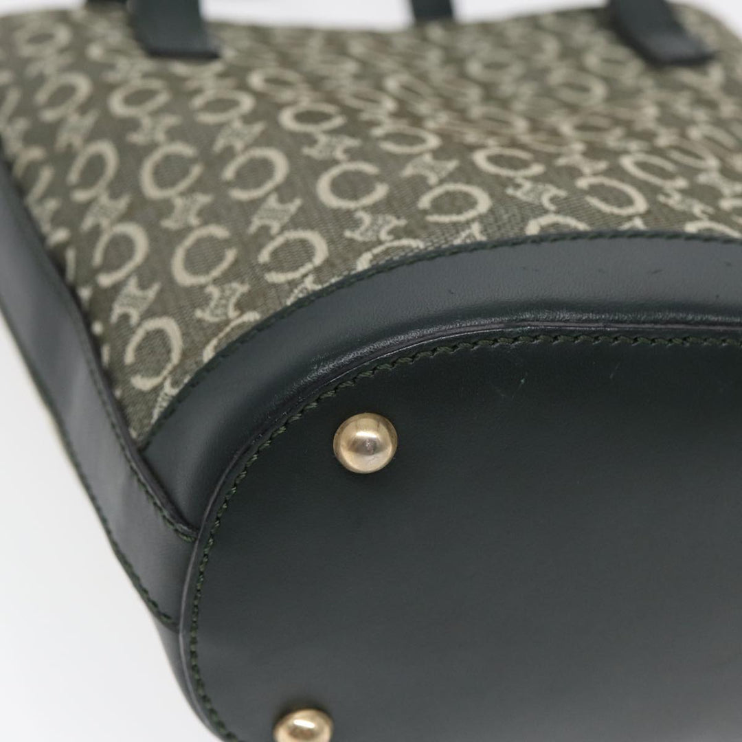 Celine C Macadam Canvas Hand Bag Green Gold Auth bs17293