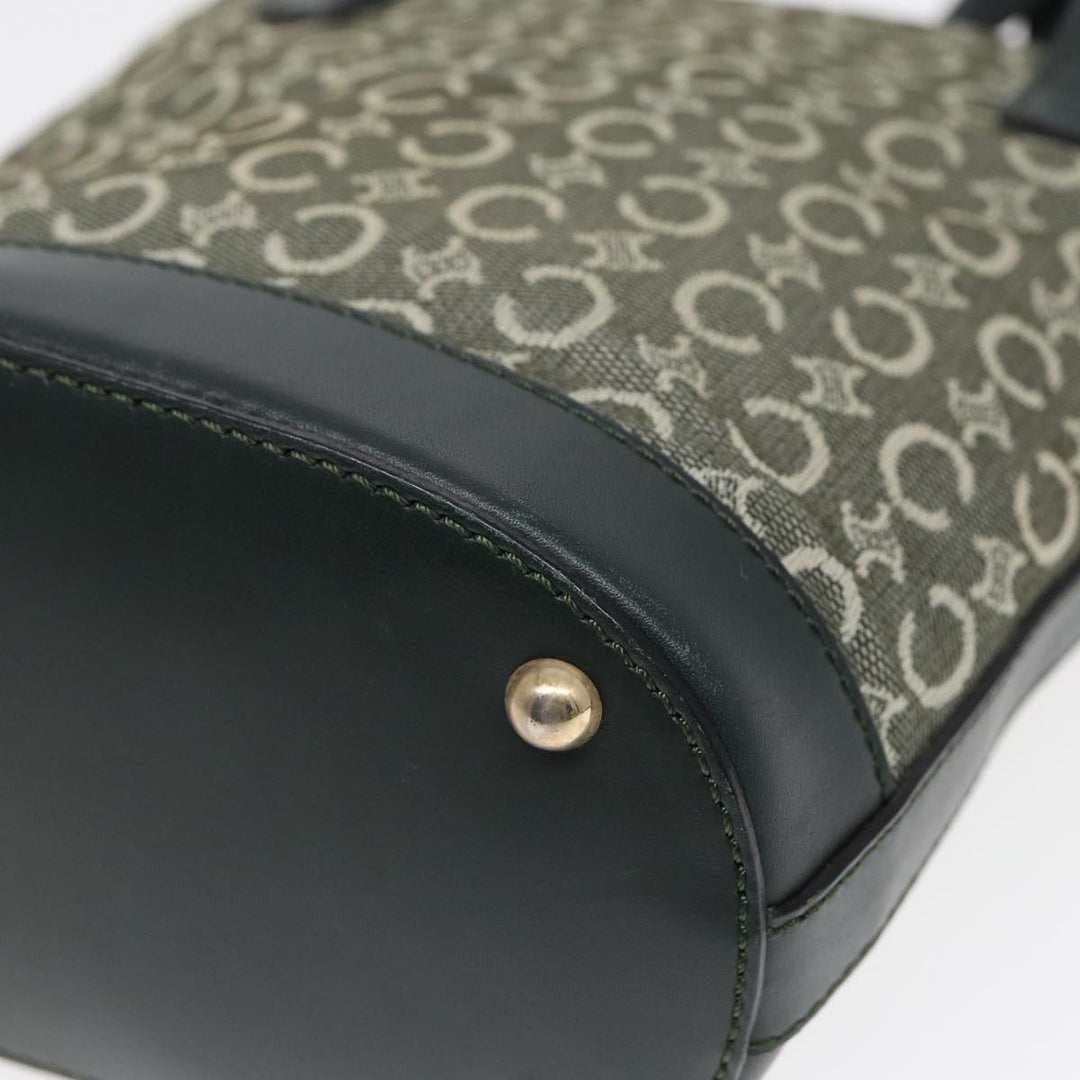 Celine C Macadam Canvas Hand Bag Green Gold Auth bs17293