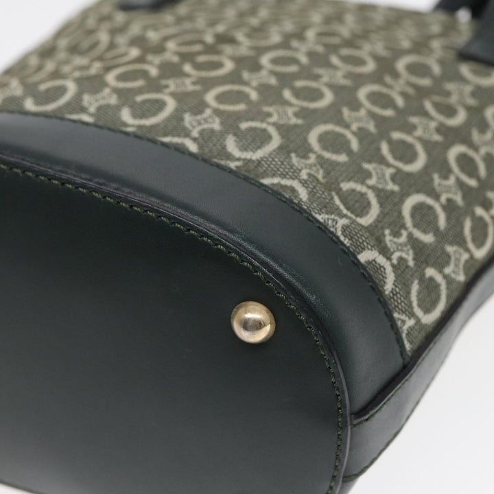 Celine C Macadam Canvas Hand Bag Green Gold Auth bs17293