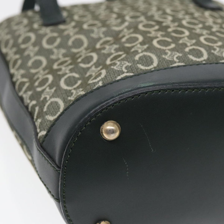 Celine C Macadam Canvas Hand Bag Green Gold Auth bs17293