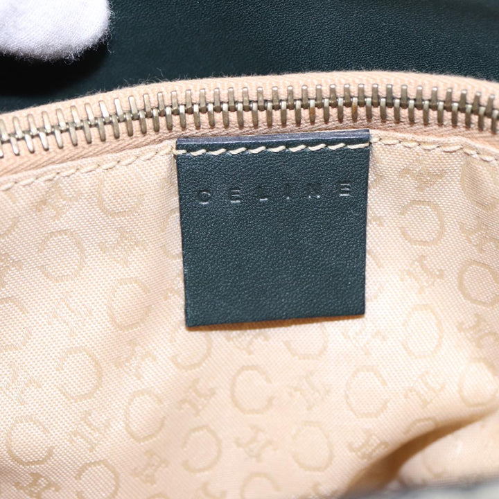 Celine C Macadam Canvas Hand Bag Green Gold Auth bs17293