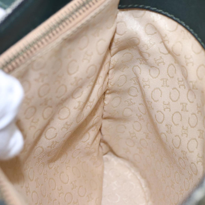 Celine C Macadam Canvas Hand Bag Green Gold Auth bs17293