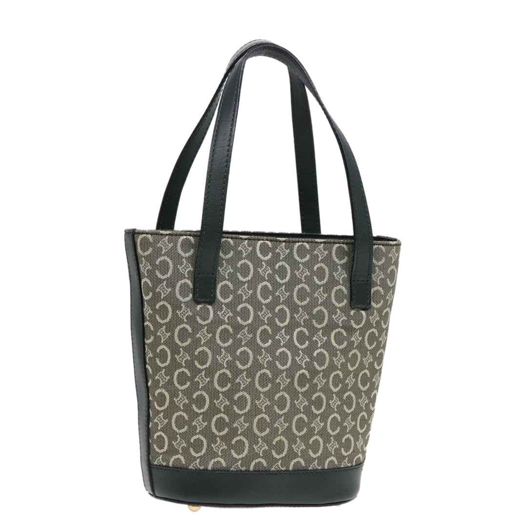 Celine C Macadam Canvas Hand Bag Green Gold Auth bs17293