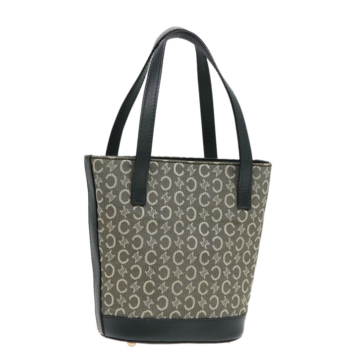Celine C Macadam Canvas Hand Bag Green Gold Auth bs17293