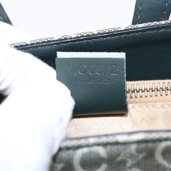 Celine C Macadam Canvas Hand Bag Green Gold Auth bs17293