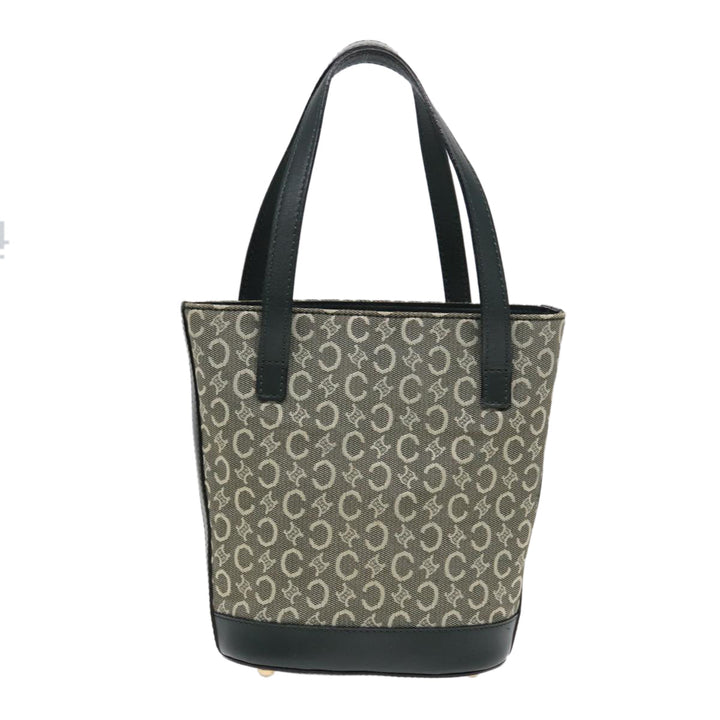 Celine C Macadam Canvas Hand Bag Green Gold Auth bs17293