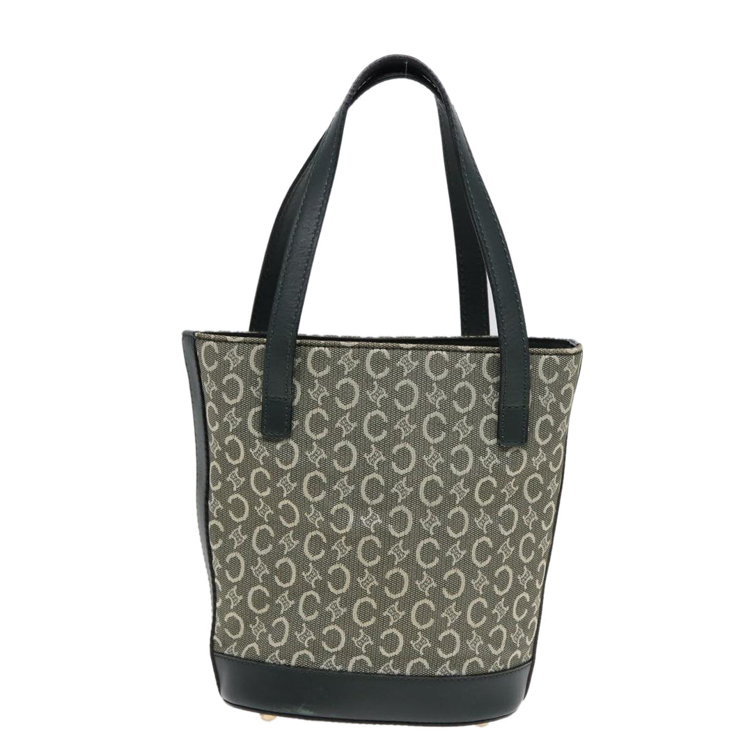 Celine C Macadam Canvas Hand Bag Green Gold Auth bs17293