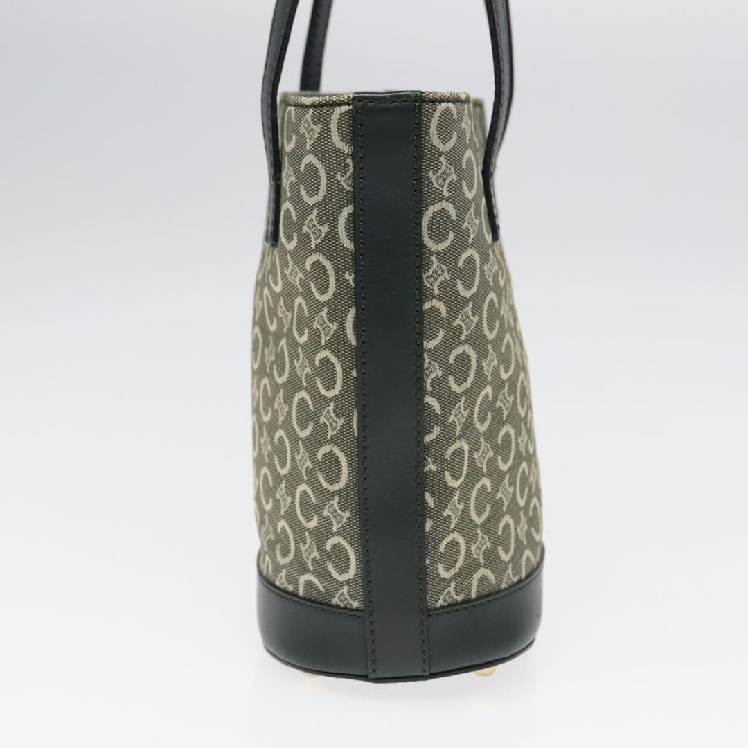 Celine C Macadam Canvas Hand Bag Green Gold Auth bs17293