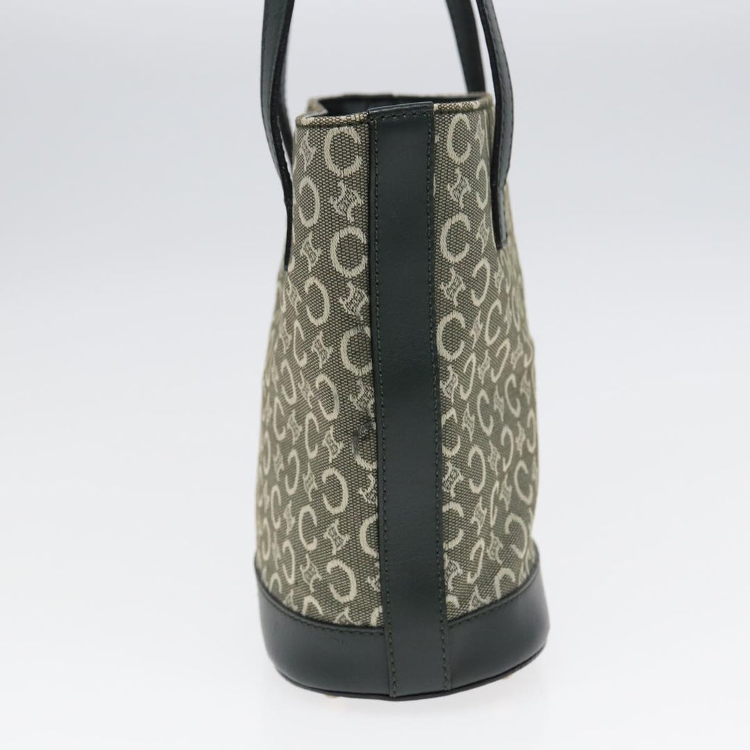 Celine C Macadam Canvas Hand Bag Green Gold Auth bs17293