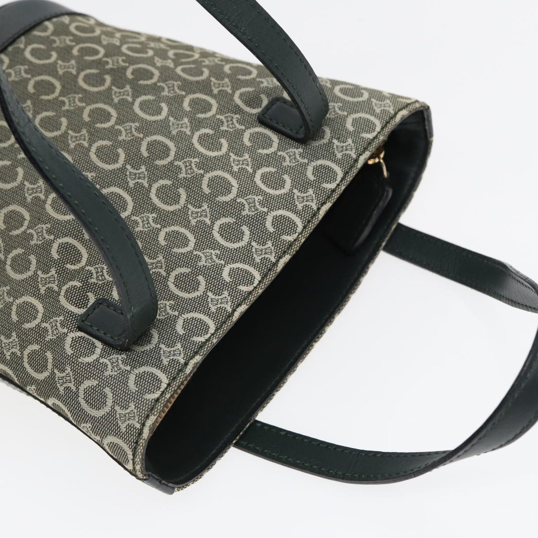 Celine C Macadam Canvas Hand Bag Green Gold Auth bs17293