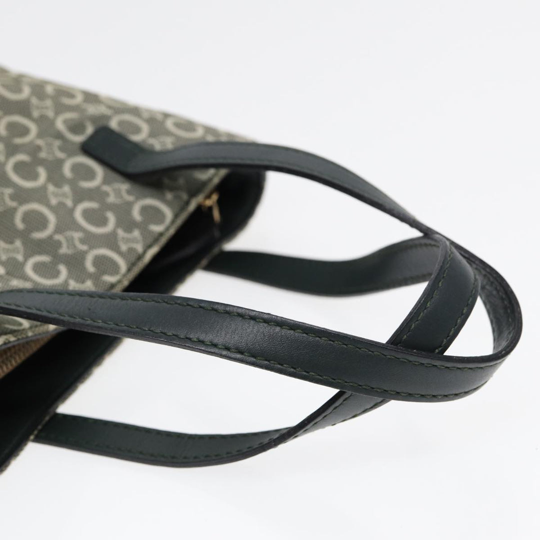 Celine C Macadam Canvas Hand Bag Green Gold Auth bs17293