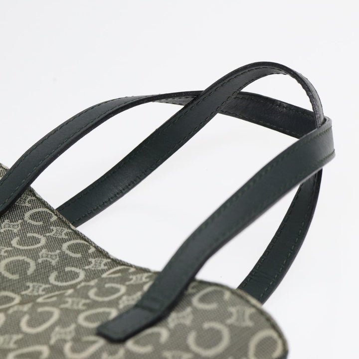 Celine C Macadam Canvas Hand Bag Green Gold Auth bs17293