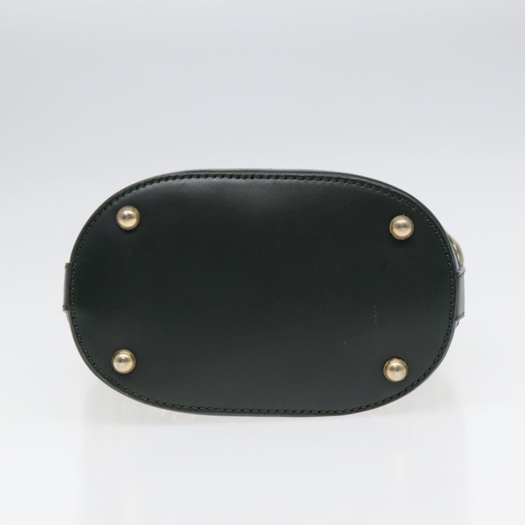 Celine C Macadam Canvas Hand Bag Green Gold Auth bs17293