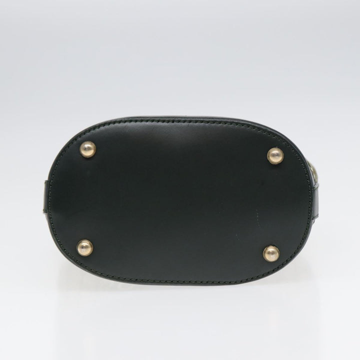 Celine C Macadam Canvas Hand Bag Green Gold Auth bs17293
