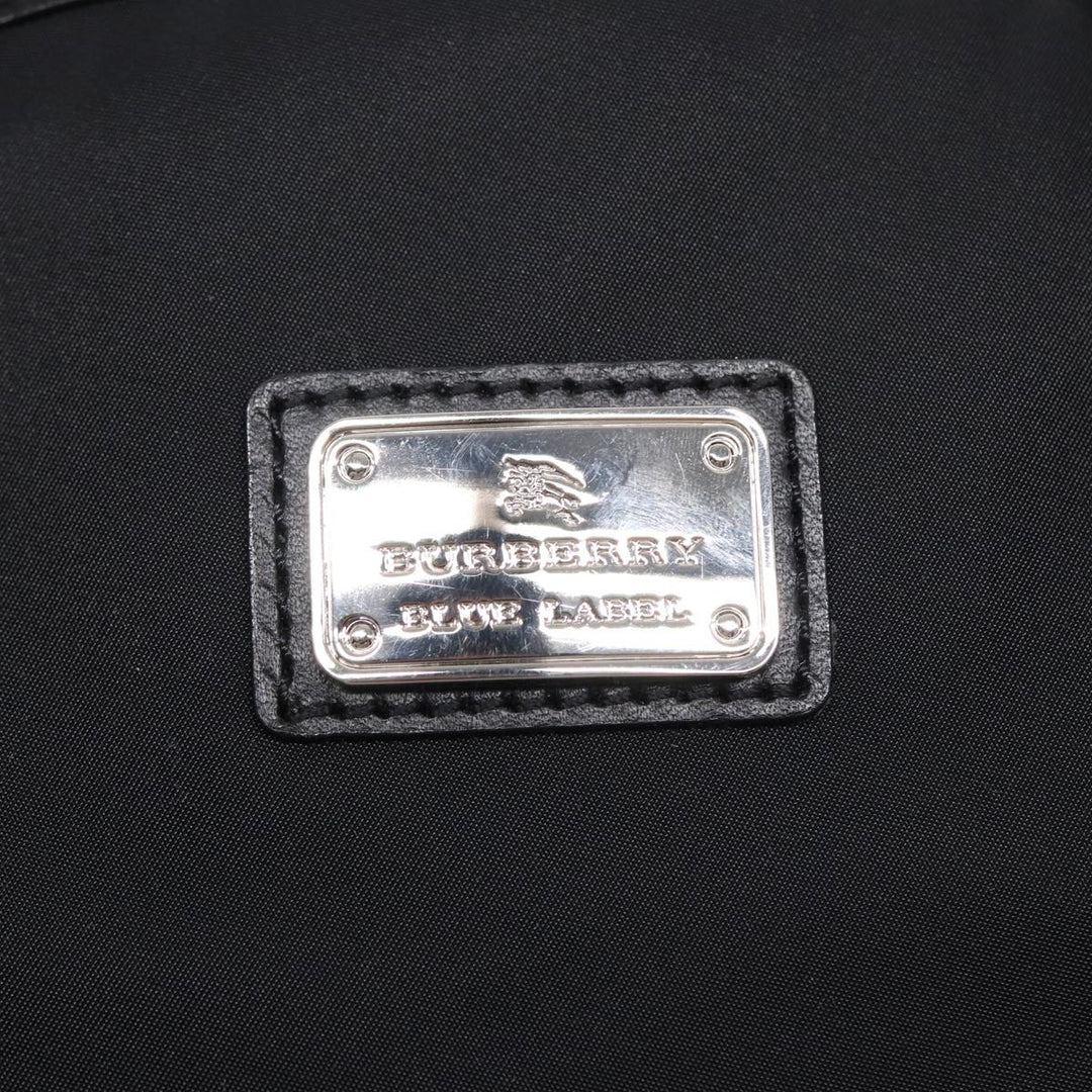 Burberry Nova Check Blue Label Hand Bag Nylon Silver Black Auth bs17294