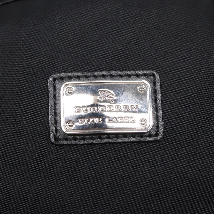 Burberry Nova Check Blue Label Hand Bag Nylon Silver Black Auth bs17294