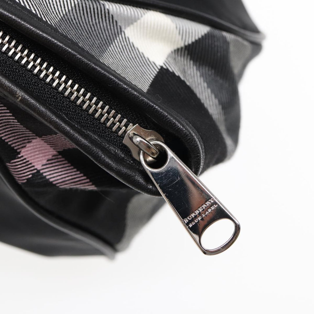 Burberry Nova Check Blue Label Hand Bag Nylon Silver Black Auth bs17294