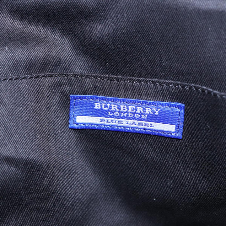 Burberry Nova Check Blue Label Hand Bag Nylon Silver Black Auth bs17294