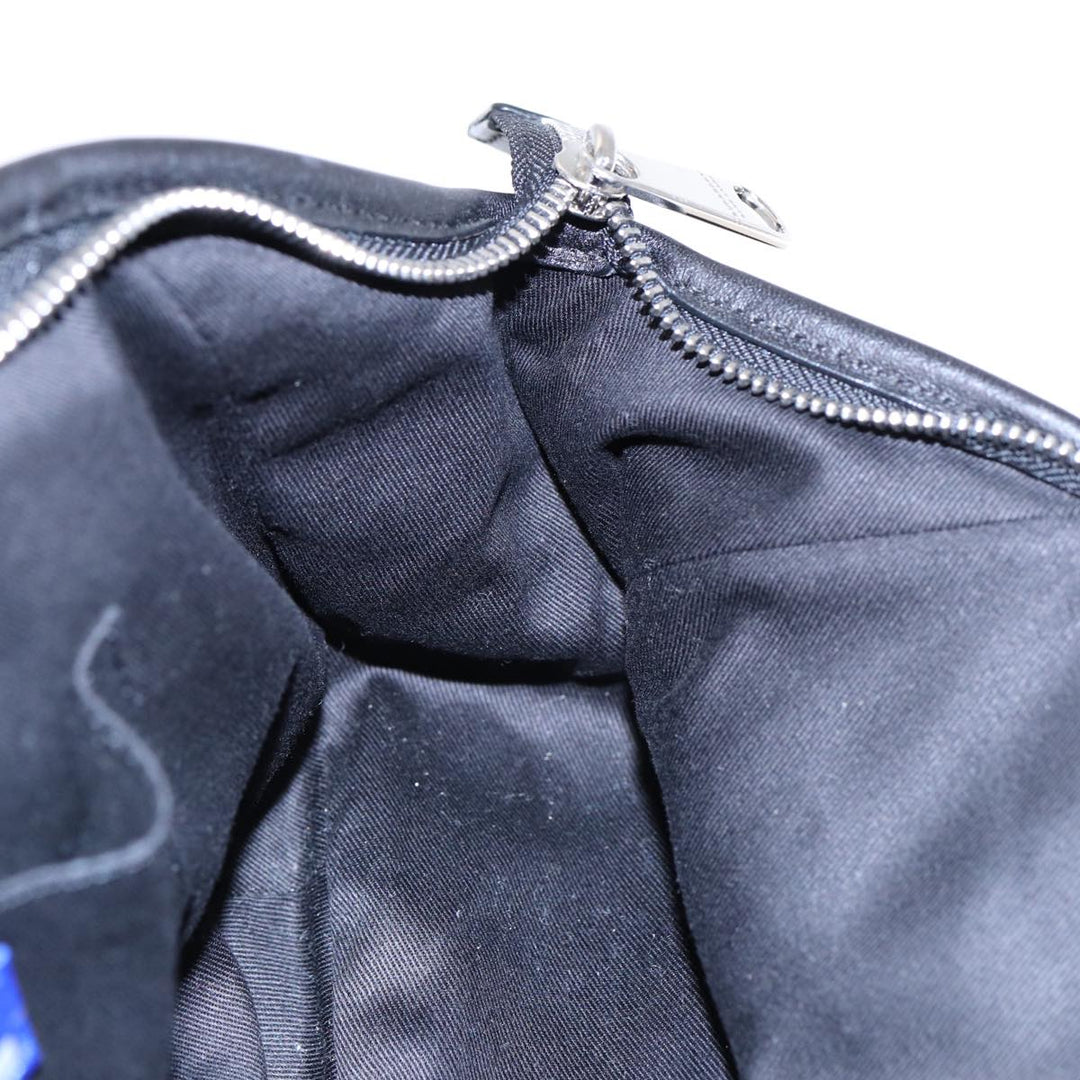 Burberry Nova Check Blue Label Hand Bag Nylon Silver Black Auth bs17294