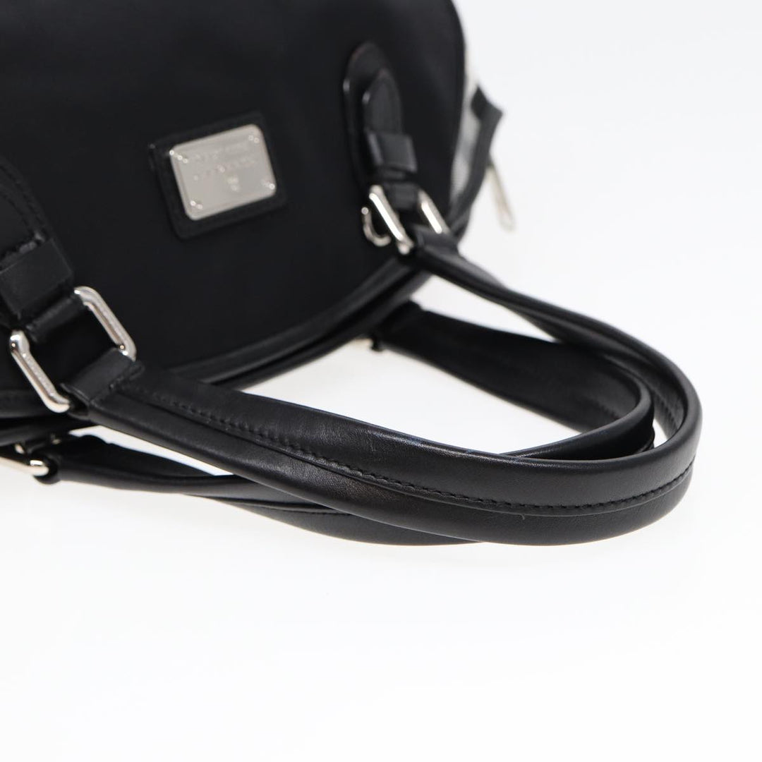 Burberry Nova Check Blue Label Hand Bag Nylon Silver Black Auth bs17294