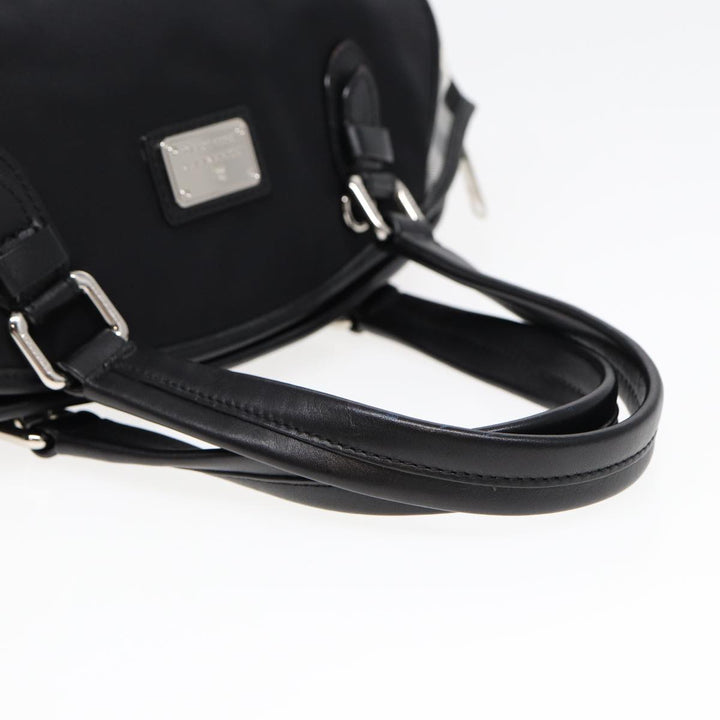 Burberry Nova Check Blue Label Hand Bag Nylon Silver Black Auth bs17294