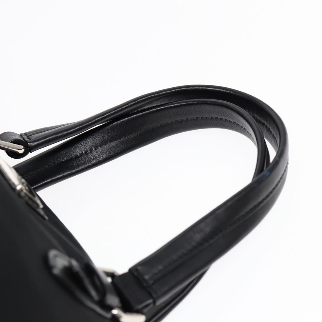 Burberry Nova Check Blue Label Hand Bag Nylon Silver Black Auth bs17294