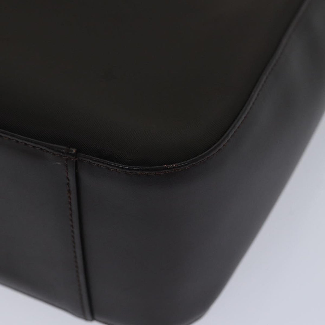 Burberry Hand Bag Nylon Leather Brown Silver Auth bs17295