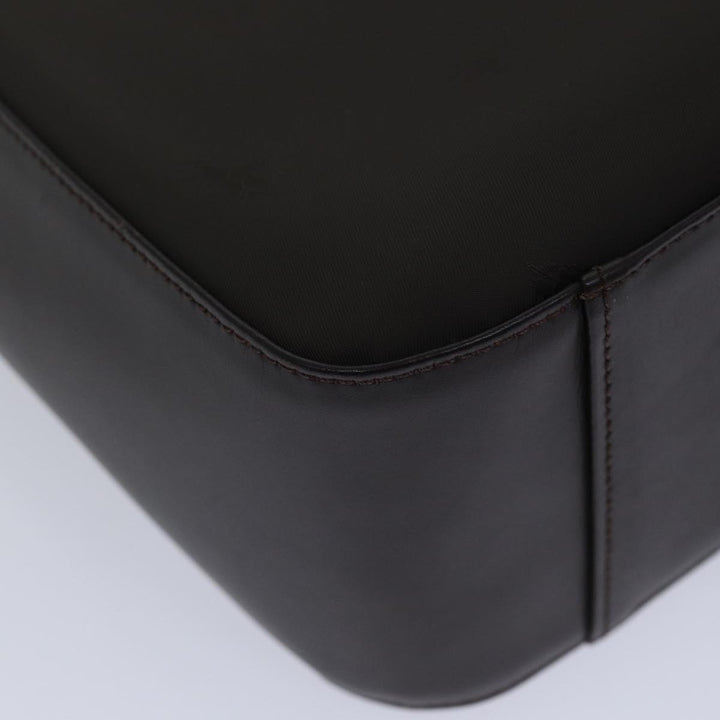 Burberry Hand Bag Nylon Leather Brown Silver Auth bs17295