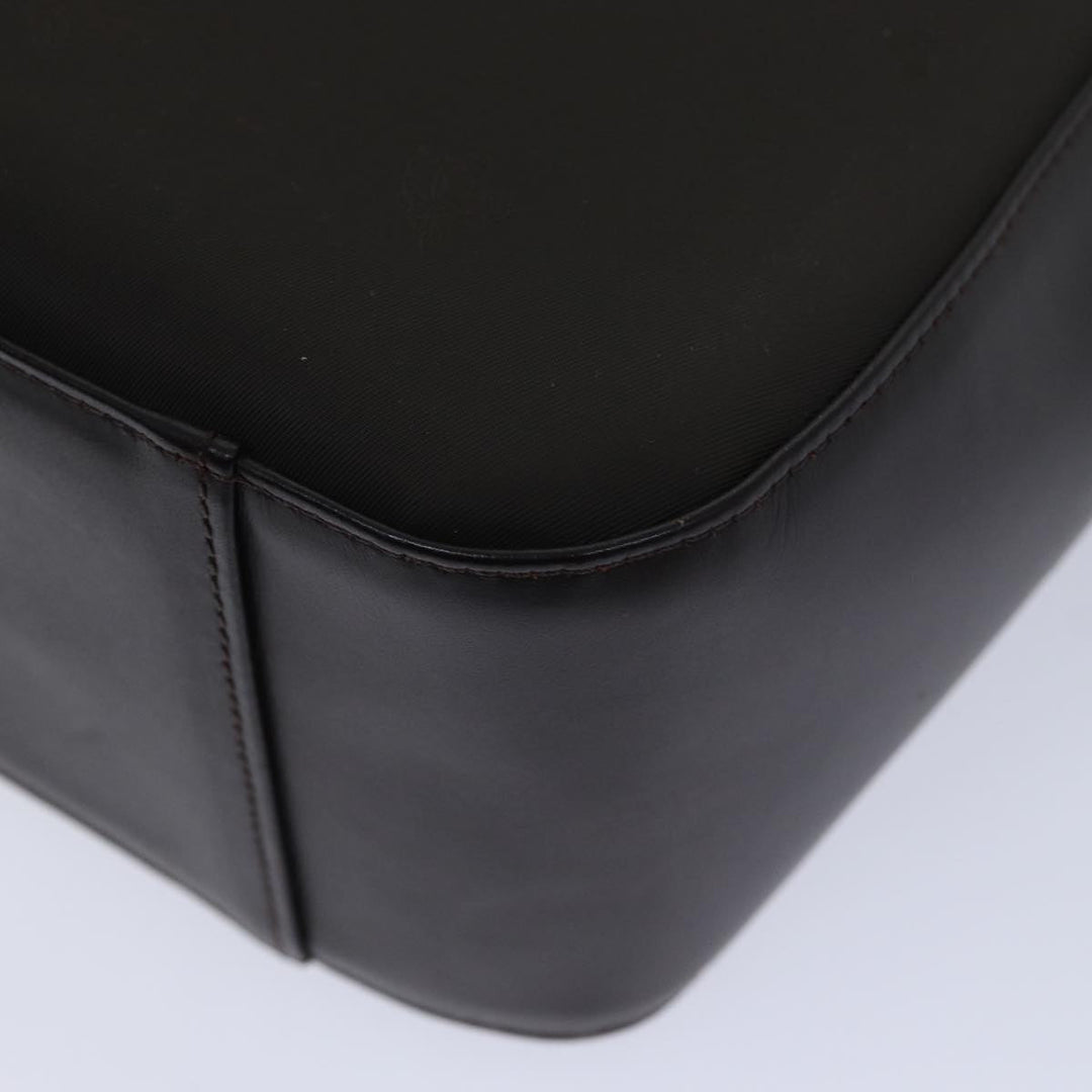 Burberry Hand Bag Nylon Leather Brown Silver Auth bs17295