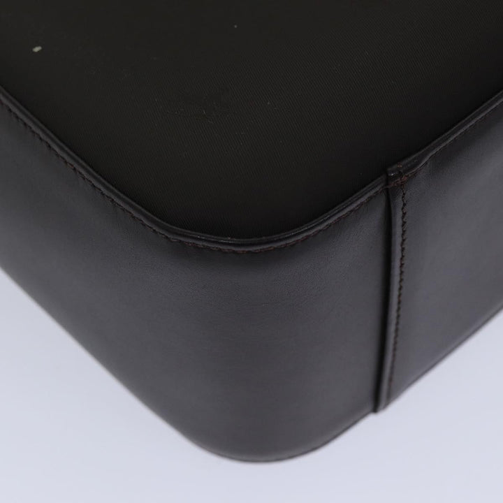 Burberry Hand Bag Nylon Leather Brown Silver Auth bs17295