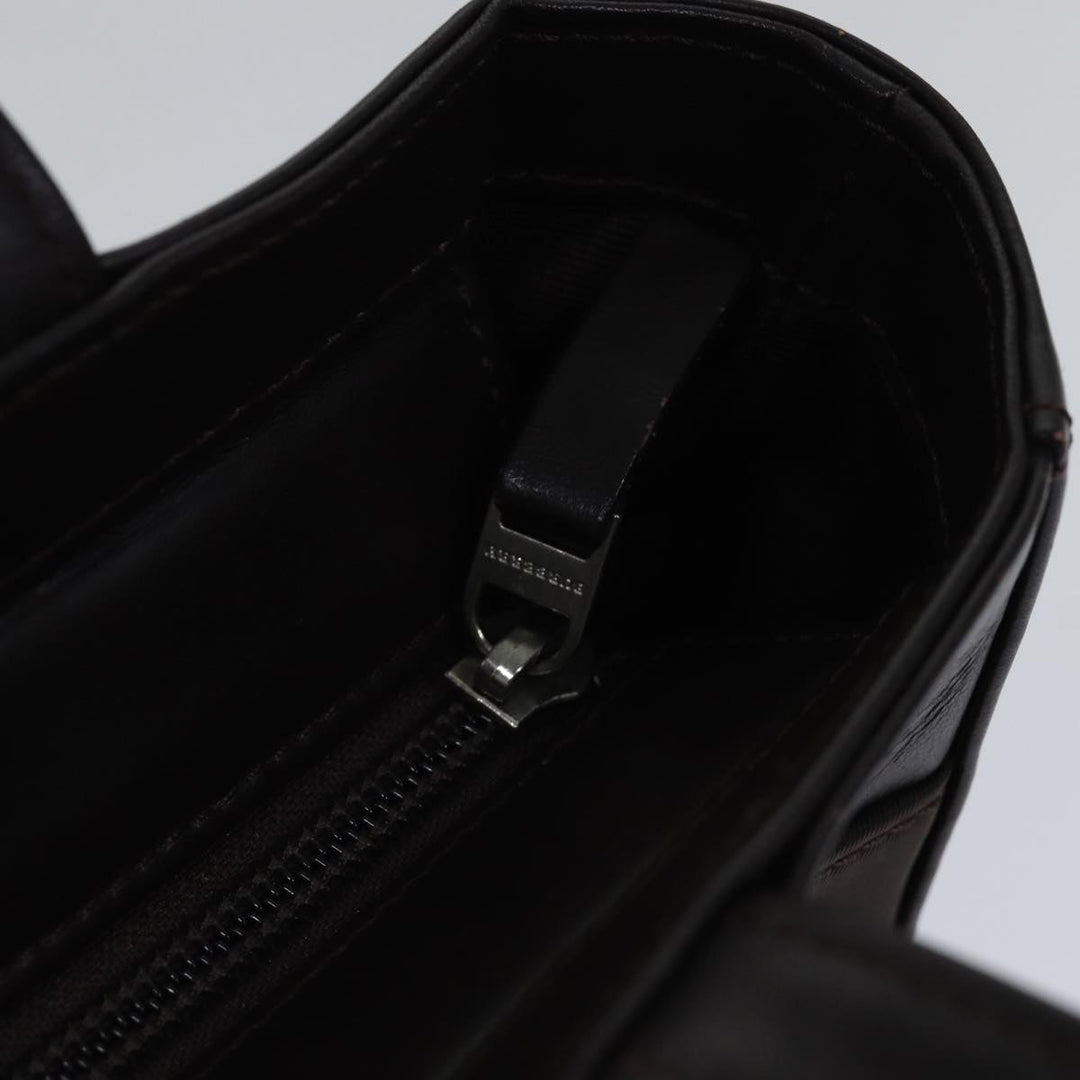 Burberry Hand Bag Nylon Leather Brown Silver Auth bs17295