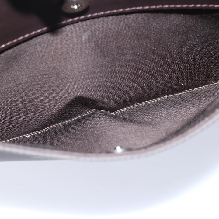 Burberry Hand Bag Nylon Leather Brown Silver Auth bs17295