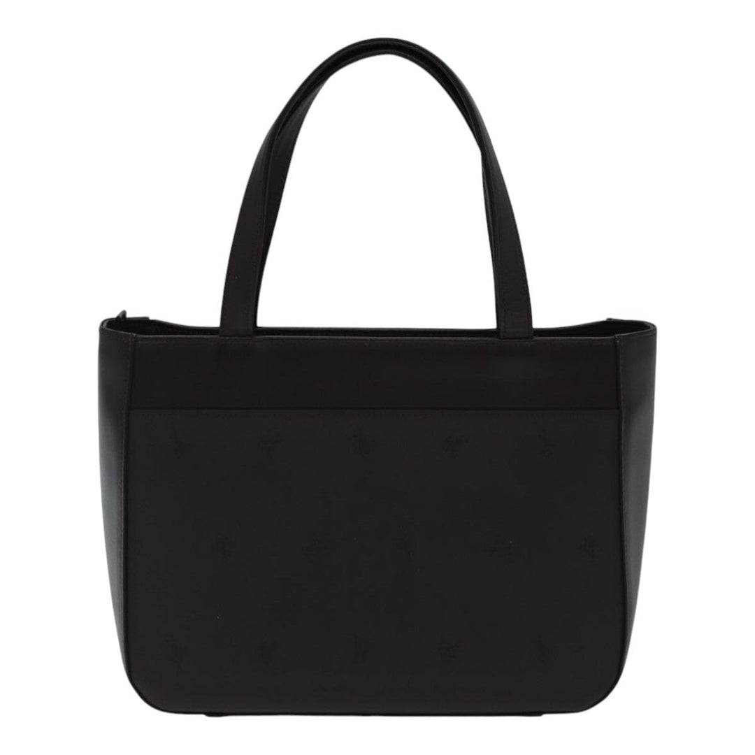 Burberry Hand Bag Nylon Leather Brown Silver Auth bs17295