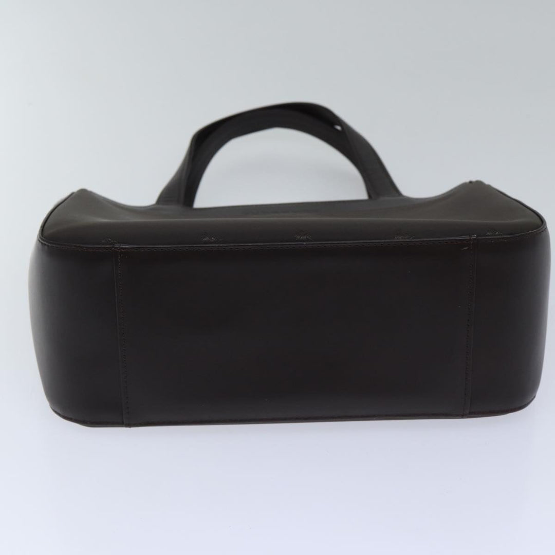 Burberry Hand Bag Nylon Leather Brown Silver Auth bs17295