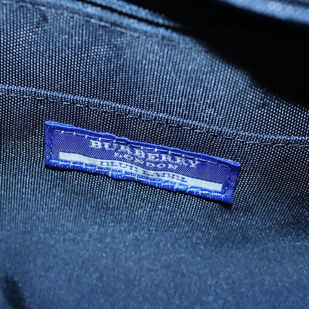 Burberry Nova Check Blue Label Boston Bag Nylon 2way Red Silver Auth bs17300