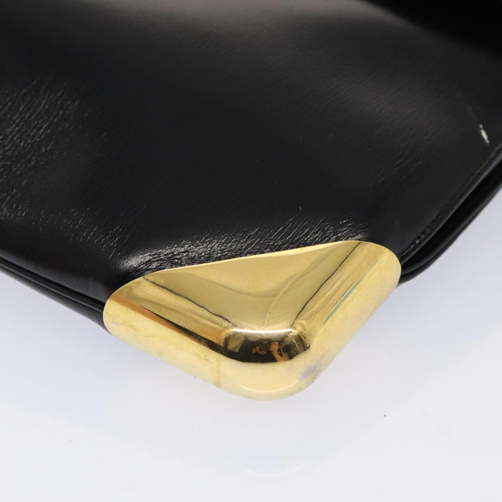 CHRISTIAN Top quality Dior Shoulder Bag Leather Black Gold Auth bs17308