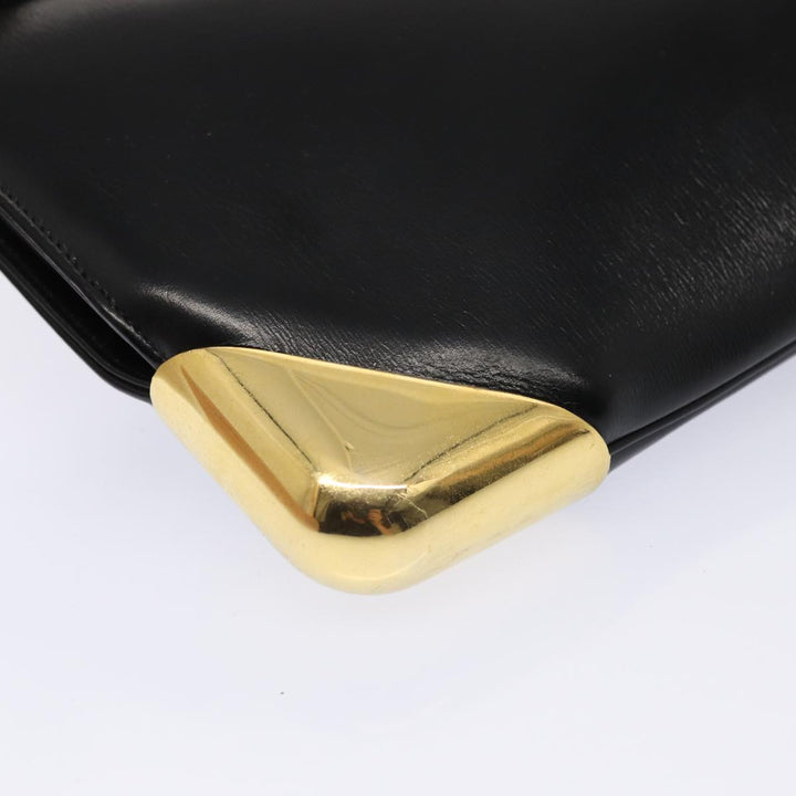 CHRISTIAN Top quality Dior Shoulder Bag Leather Black Gold Auth bs17308