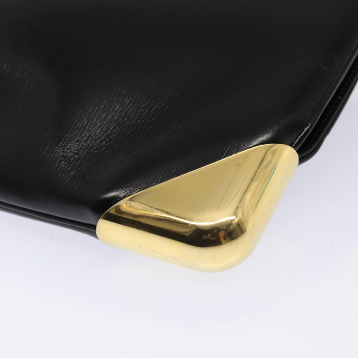 CHRISTIAN Top quality Dior Shoulder Bag Leather Black Gold Auth bs17308
