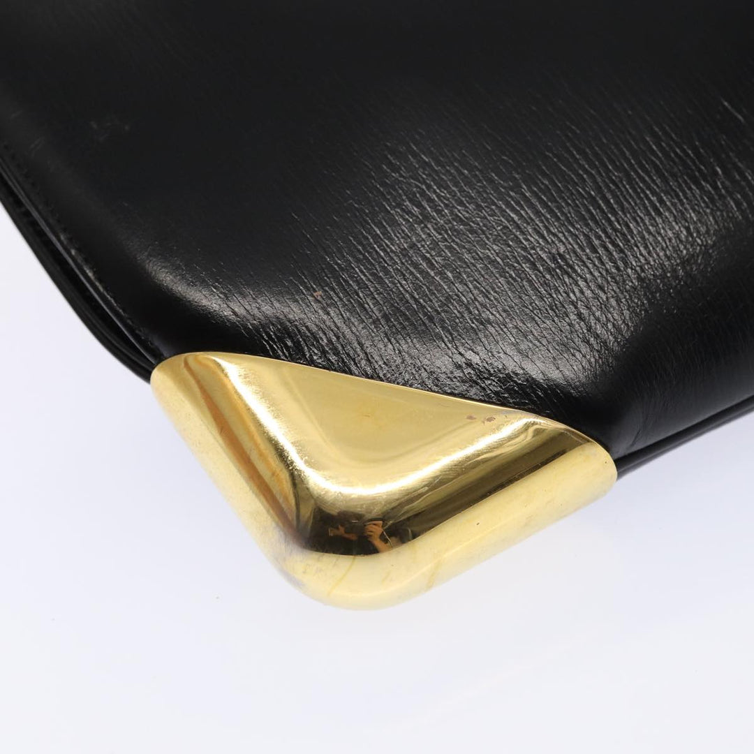 CHRISTIAN Top quality Dior Shoulder Bag Leather Black Gold Auth bs17308