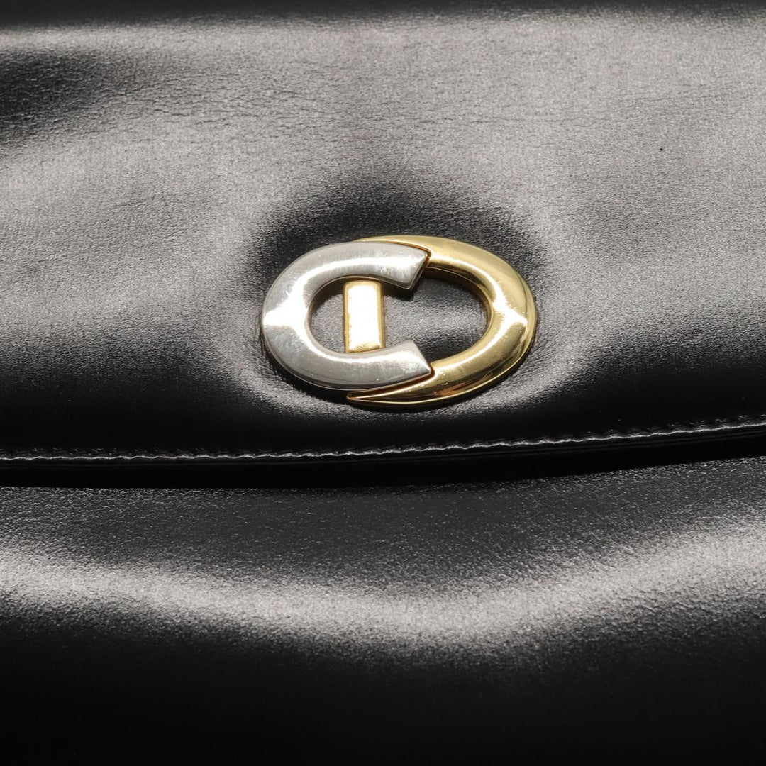 CHRISTIAN Top quality Dior Shoulder Bag Leather Black Gold Auth bs17308