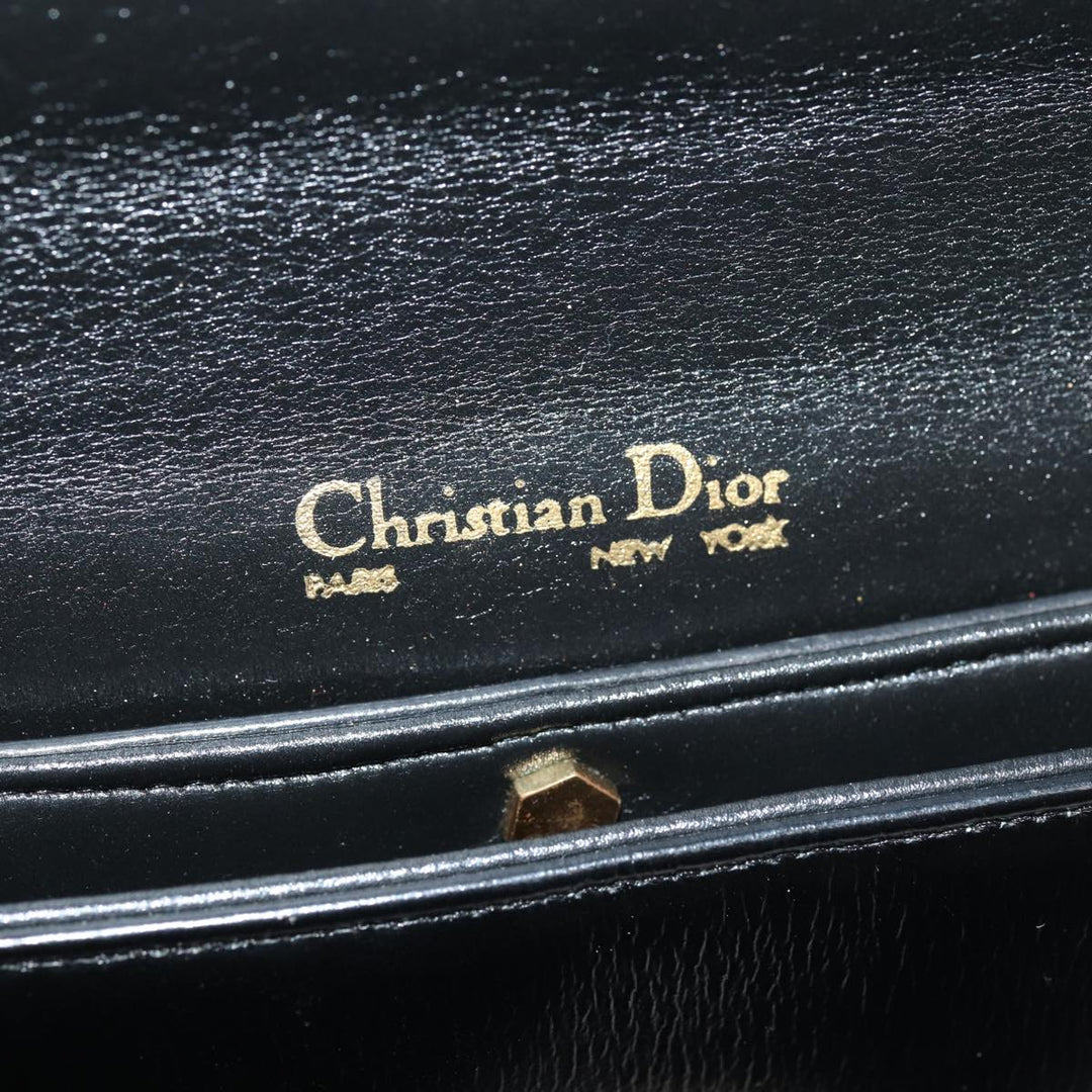 CHRISTIAN Top quality Dior Shoulder Bag Leather Black Gold Auth bs17308