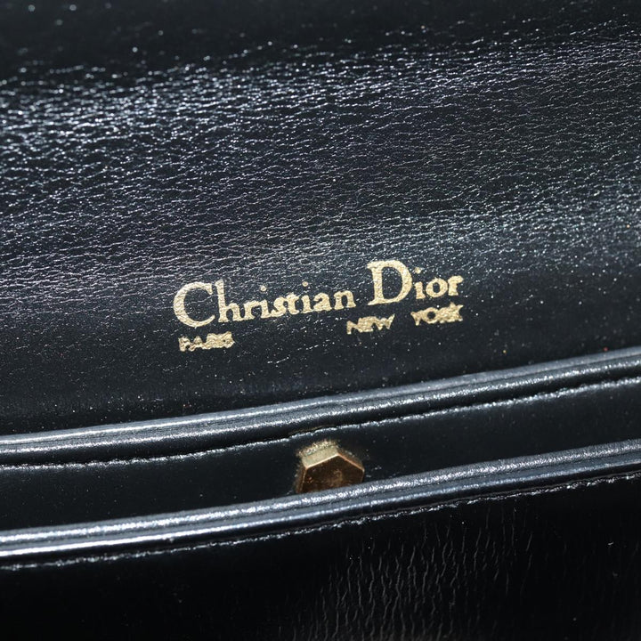 CHRISTIAN Top quality Dior Shoulder Bag Leather Black Gold Auth bs17308