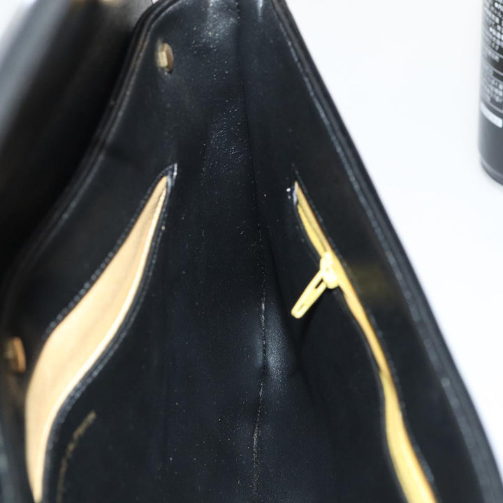 CHRISTIAN Top quality Dior Shoulder Bag Leather Black Gold Auth bs17308