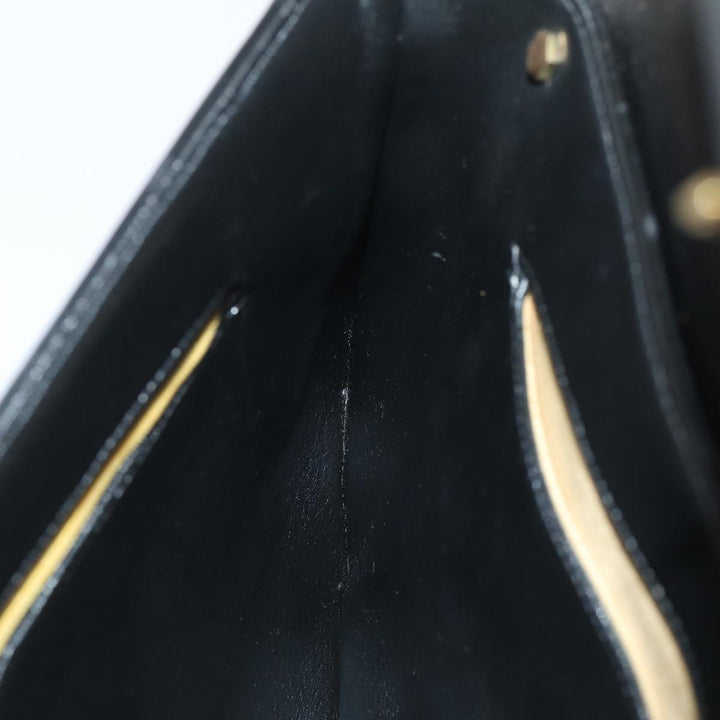 CHRISTIAN Top quality Dior Shoulder Bag Leather Black Gold Auth bs17308