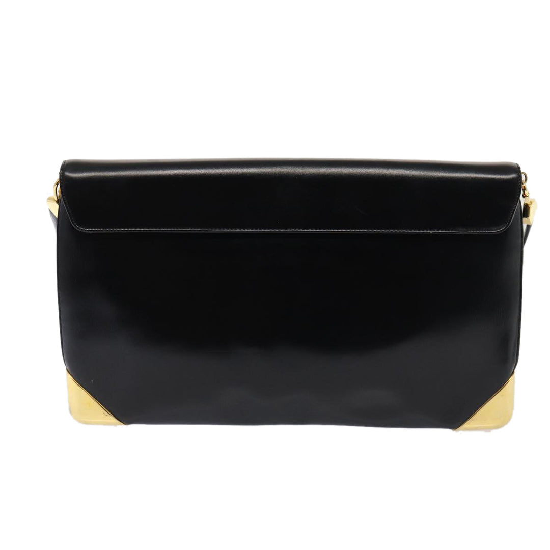 CHRISTIAN Top quality Dior Shoulder Bag Leather Black Gold Auth bs17308