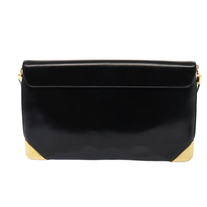 CHRISTIAN Top quality Dior Shoulder Bag Leather Black Gold Auth bs17308
